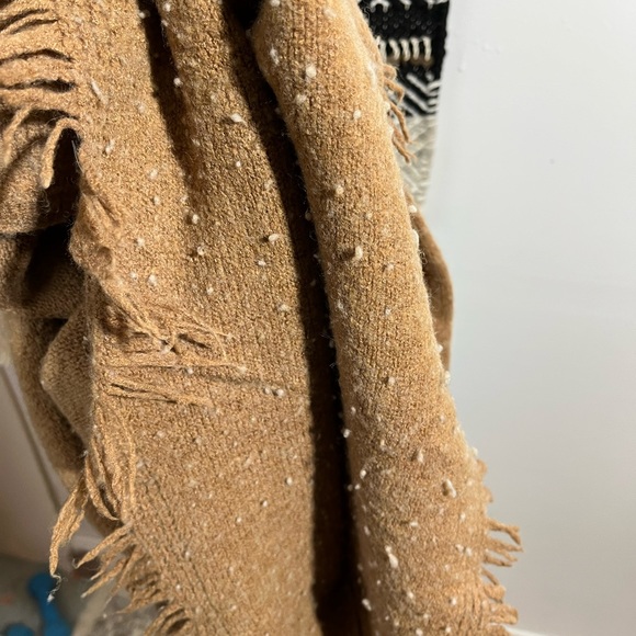 Anthropologie brown cowl neck sweater with fringe - Picture 6 of 9